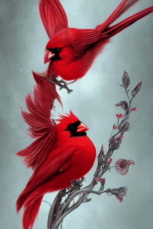 Image similar to Ethereal Cardinal bird, intricate detail, ornate, conceptual art, soft light, dynamic, art by artgerm