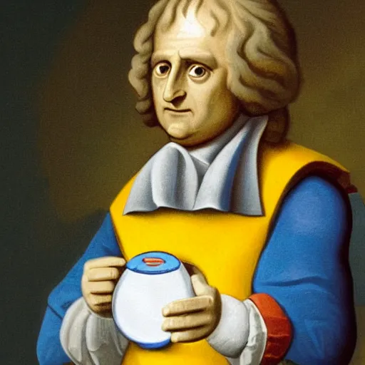 Image similar to isaac newton as mcdonalds happy meal toy