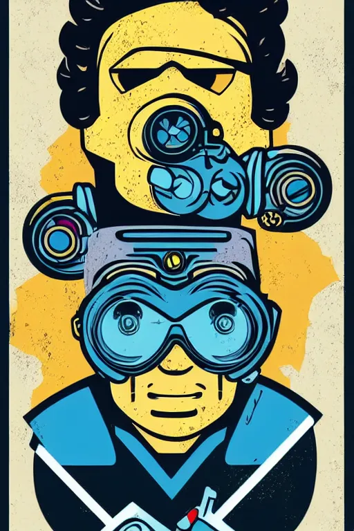 Image similar to fallout 7 6 retro futurist illustration art by butcher billy, sticker, colorful, illustration, highly detailed, simple, smooth and clean vector curves, no jagged lines, vector art, smooth andy warhol style