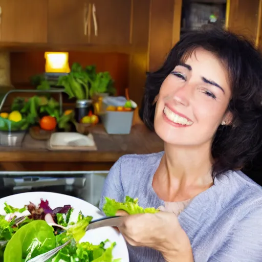 Image similar to a stock image of a lady eating a salad