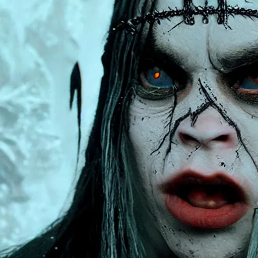 Image similar to billie eilish as an orc in lord of the rings 4 k