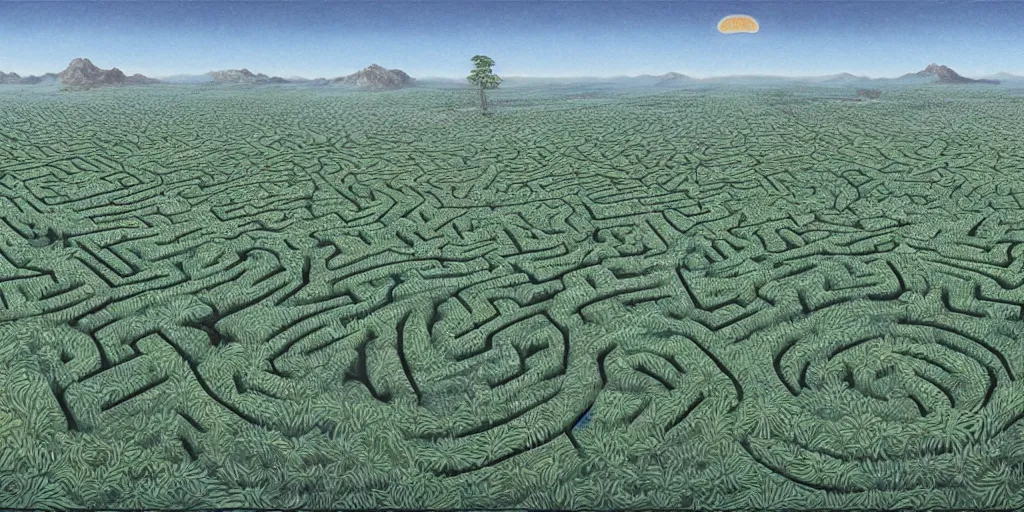 Image similar to the grand landscape of the endless maze, art by kotaro chiba