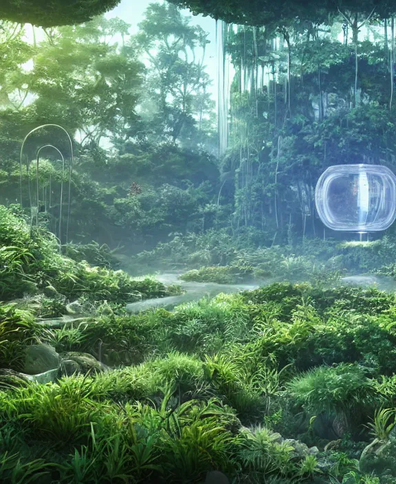 Image similar to intricate transparent clear see - through image of forge, lush botany, futuristic environment, ultra realistic, concept art, psychedelic, photorealistic, octane render, 8 k, unreal engine. art by nori inoguchi and sam kaplan and zachary goulko and christopher marley