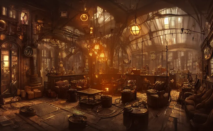 Prompt: inside a steampunk city, highly detailed, 8 k, hdr, award - winning, octane render, artstation