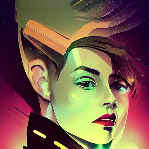 Prompt: portrait handsome androgynous sci - fi girl, blade runner 2 0 4 9, futuristic metropolis, digital art, pop art by hsiao - ron cheng