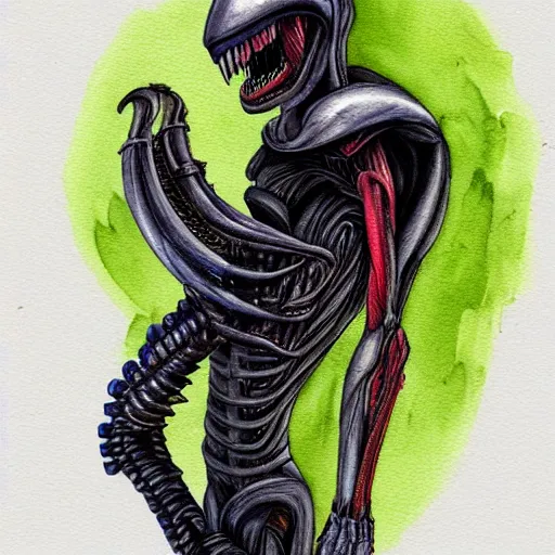 Prompt: xenomorph, watercolor