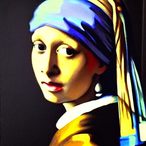 Image similar to greg manchess portrait painting of the girl with the pearl earring with the face of mona lisa, medium shot, asymmetrical, profile picture, organic painting, sunny day, matte painting, bold shapes, hard edges, street art, trending on artstation, by huang guangjian and gil elvgren and gerald brom