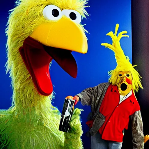 Image similar to big bird loses his mind