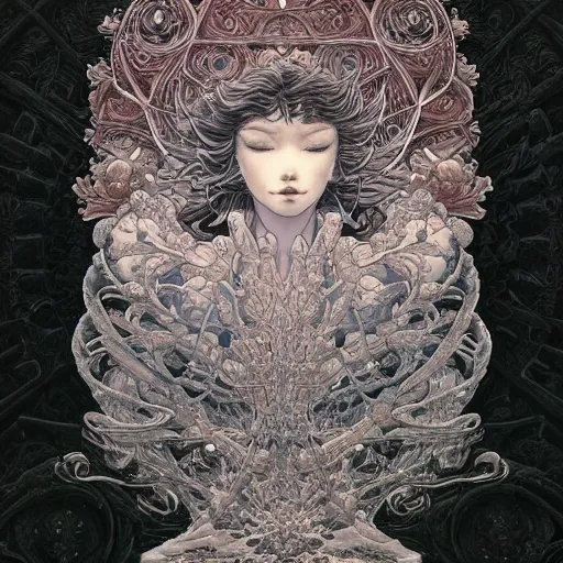 Image similar to of intricate and detailed beautiful frozen flower, symmetrical, by yoichi hatakenaka, masamune shirow, josan gonzales and dan mumford, ayami kojima, takato yamamoto, barclay shaw, karol bak