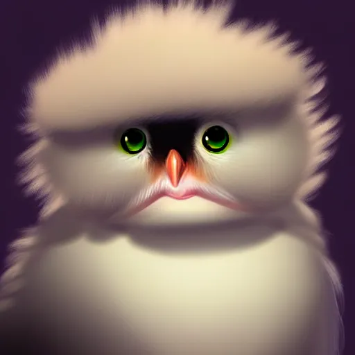 Image similar to professional digital art of a cute and fluffy avian creature that does not exist, best on artstation