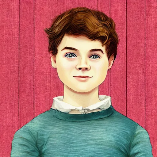 Image similar to Gilbert Blythe from anne with an e as college students, digital art