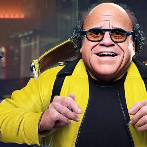 Image similar to Danny devito as character in cyberpunk 2077
