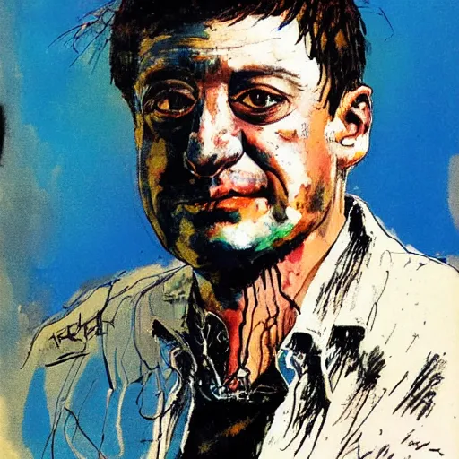 Image similar to portrait of zelensky by ralph steadman