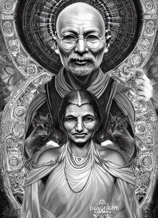 Prompt: Ghandi as an Astartes, beautiful detailed eyes, cute, fantasy, intricate, elegant, highly detailed, digital painting, 4k, HDR, concept art, detailed jewelry, smooth, sharp focus, illustration, art by Artgerm, H R Giger and Alphonse Mucha