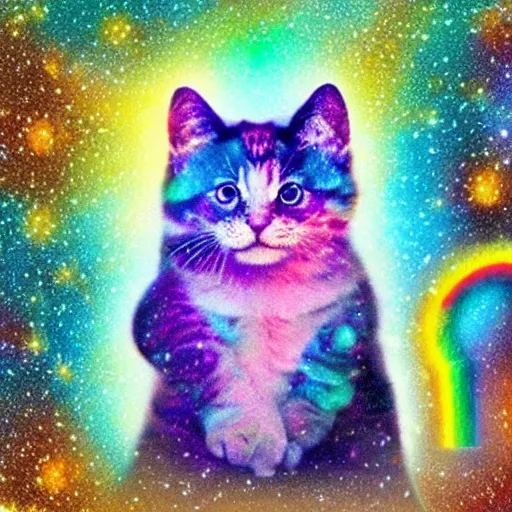 Prompt: rainbow cosmic kitten