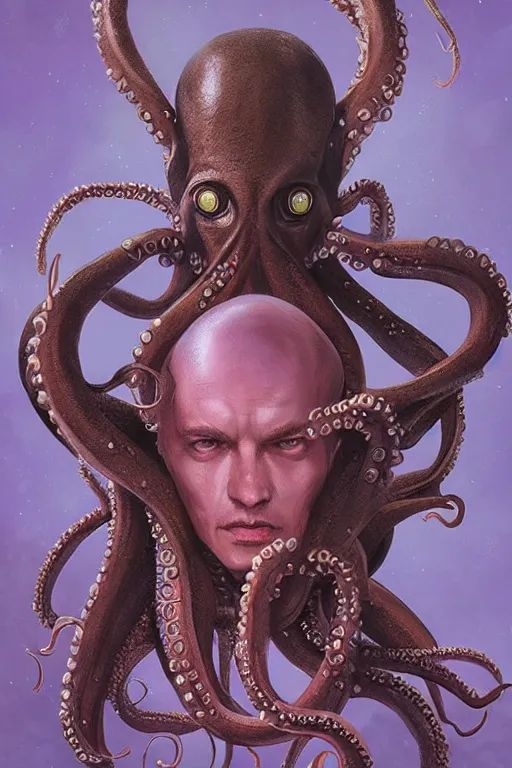 Image similar to portrait of an elegant alien octopus man king, straight on portrait, by artgerm, tom bagshaw, gerald brom, vaporwave colors, lo - fi colors, vaporwave, lo - fi, moody vibe, goth vibe, 4 k, hd,