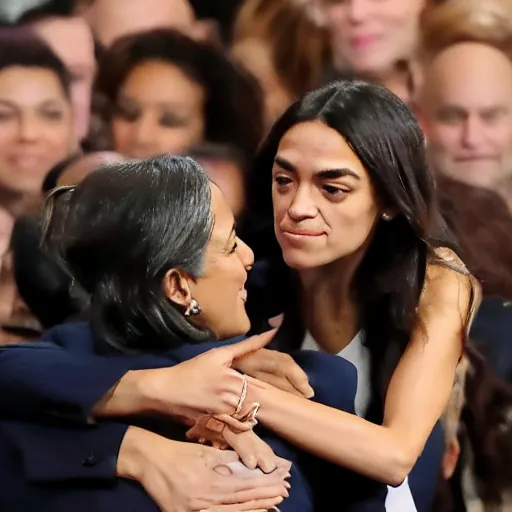 Image similar to alexandria ocasio - cortez and trump hugging