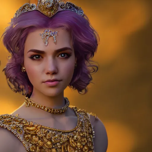 Image similar to portrait of wonderful princess of amethyst with fair skin, ornate 8 k gorgeous intricate detailed, accent lighting, dramatic light, octane render