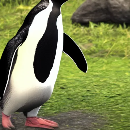 Image similar to penguin running around in ark survival evolved