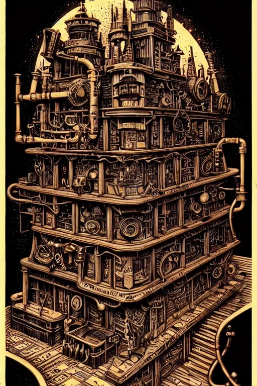 Prompt: steampunk wizards library, high details, intricately detailed, by vincent di fate, inking, 3 color screen print, masterpiece, trending on artstation,, sharp, details, hyper - detailed, hd, 4 k, 8 k