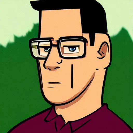 Prompt: Close-up portrait of Hank Hill