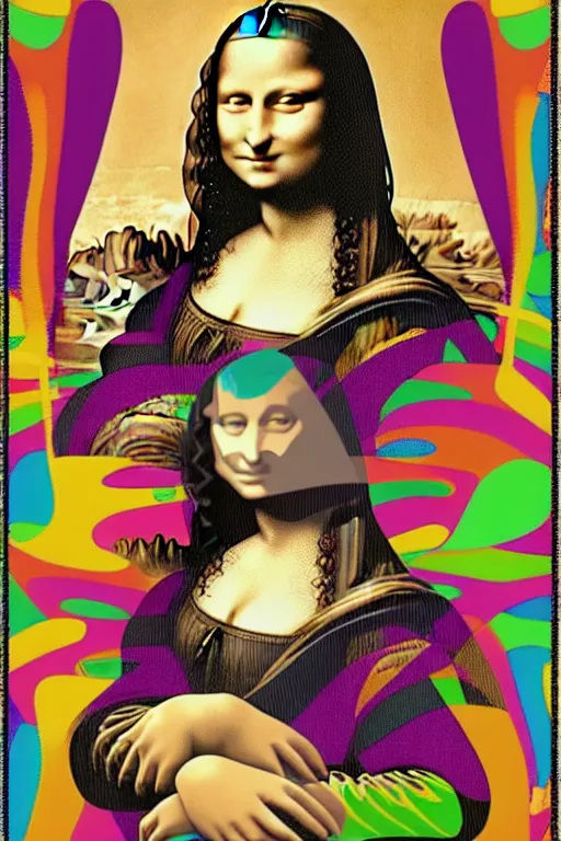 Prompt: mona lisa, lisa frank, frank zappa