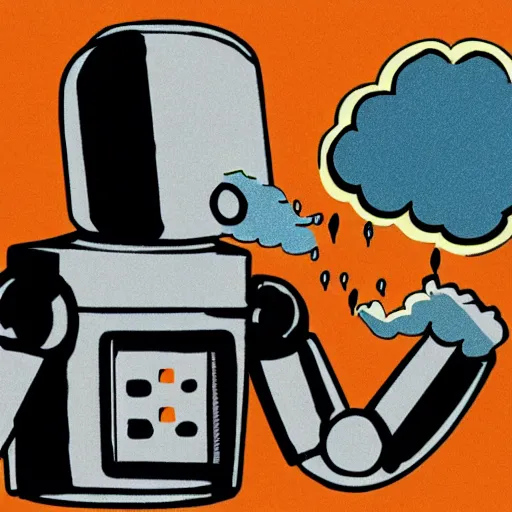 Prompt: robot vaping