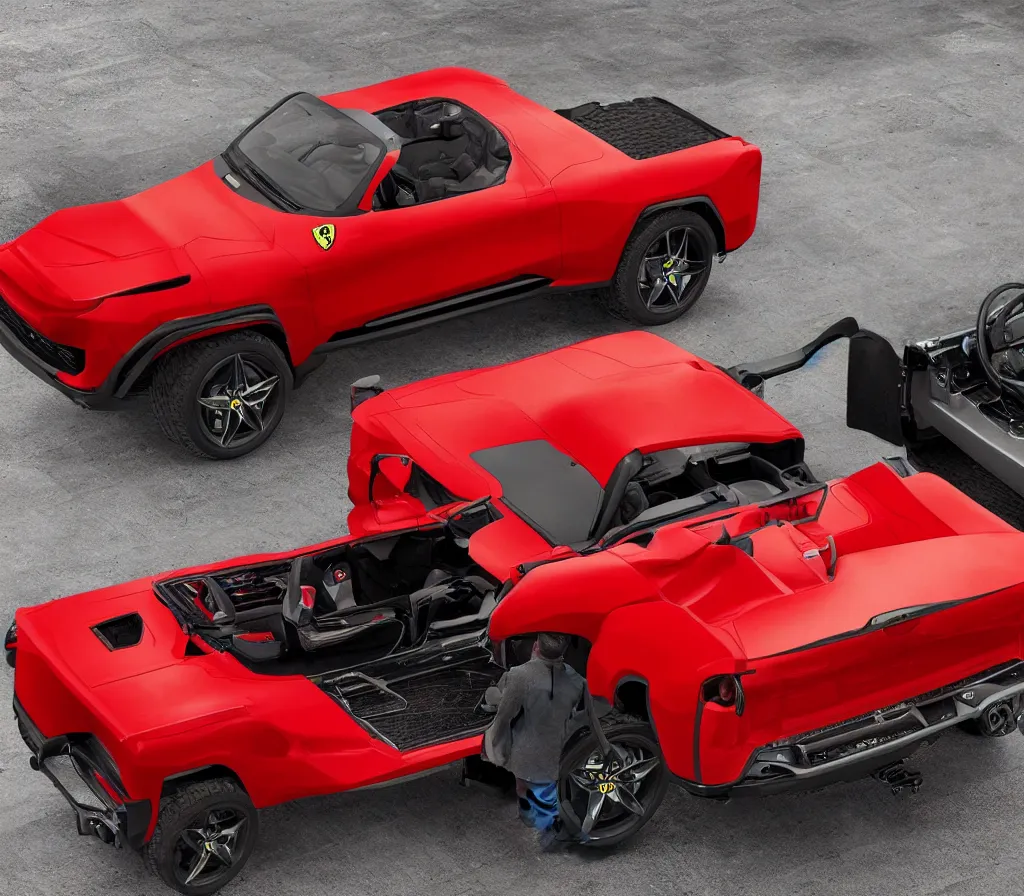 Prompt: ferrari pickup truck 2022