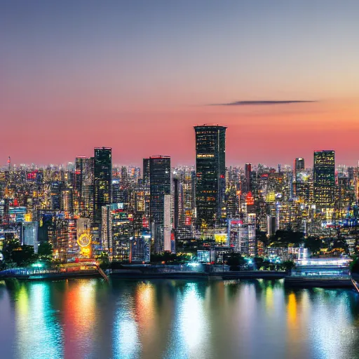 Image similar to The skyline of Tokyo at sunset, photograph, high-resolution, hot on 500px