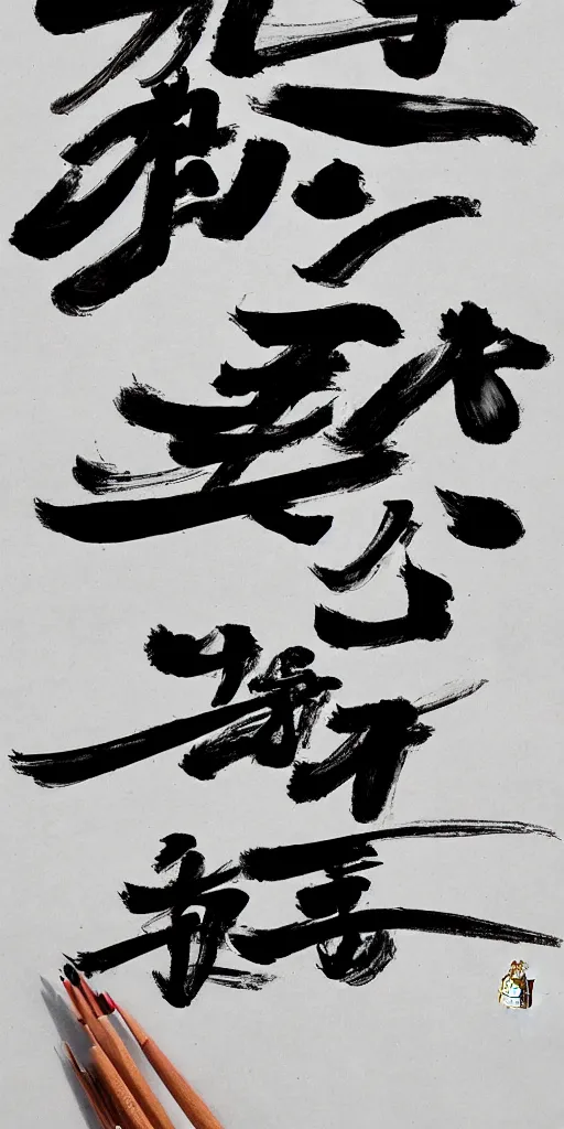 Prompt: high quality big chinese ink strokes, black and white, brush, caligraphy