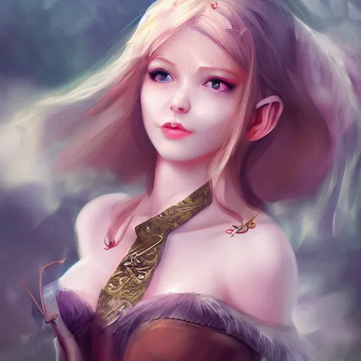 Image similar to high quality resolution beauty elf girl by wlop