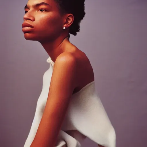 Image similar to realistic! photoshoot for a new balenciaga lookbook, color film photography, portrait of a beautiful woman, photo in style of tyler mitchell, 35mm