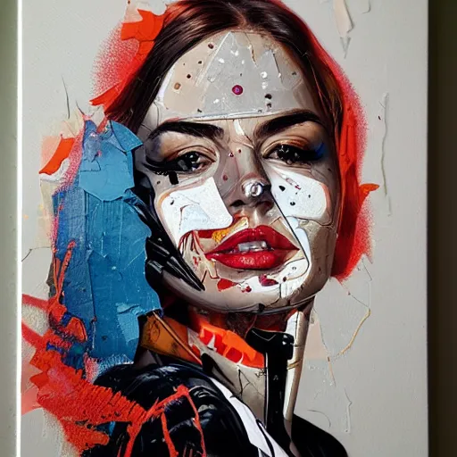 Prompt: portrait of a woman by Sandra Chevrier