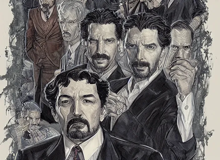 Prompt: a highly detailed mafia portrait of stephen strange, james gurney, james jean