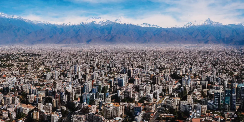 Image similar to santiago de chile, overhead drone shot