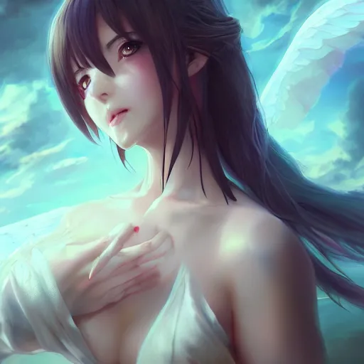 Image similar to an oil painting of a beautiful anime girl with succubus wings, by artgerm and greg rutkowski, hd, hdr, ue 5, ue 6, unreal engine 5, cinematic 4 k wallpaper, 8 k, ultra detailed, high resolution, artstation, award winning