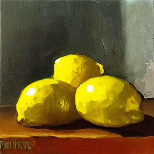 Prompt: “lemons in war oil panting”