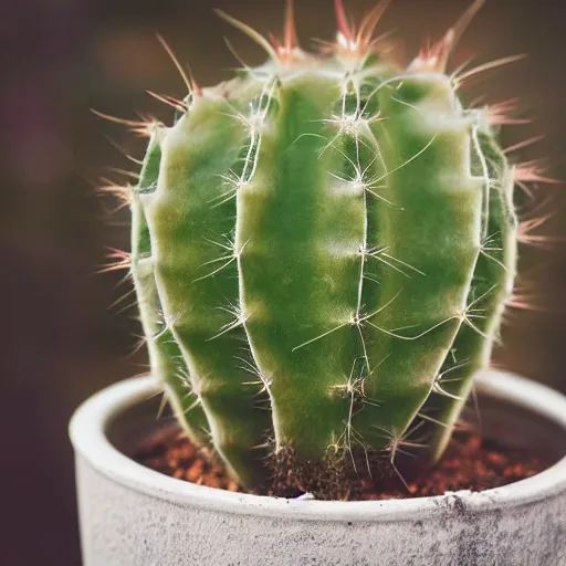 Image similar to a close up of a cactus in a pot, a stock photo by boetius adamsz bolswert, featured on pexels, auto - destructive art, depth of field, trypophobia, made of vines