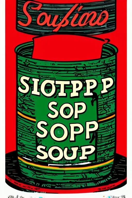 Prompt: a gross looking soup in the style of modern pop art