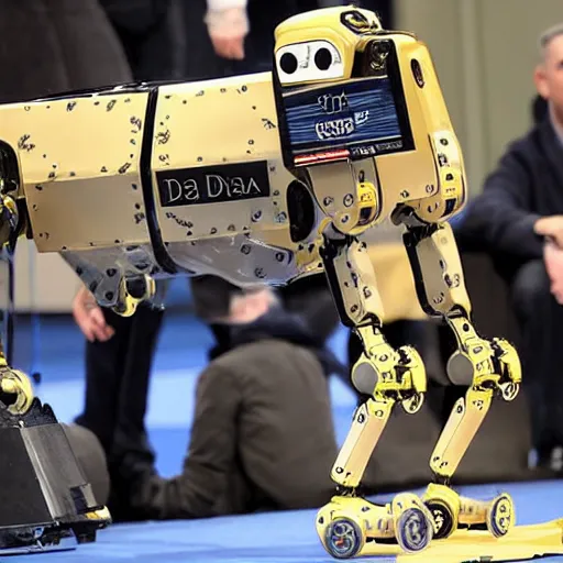 Image similar to Boston Dynamics robot dog winning the Westminster Dog Show