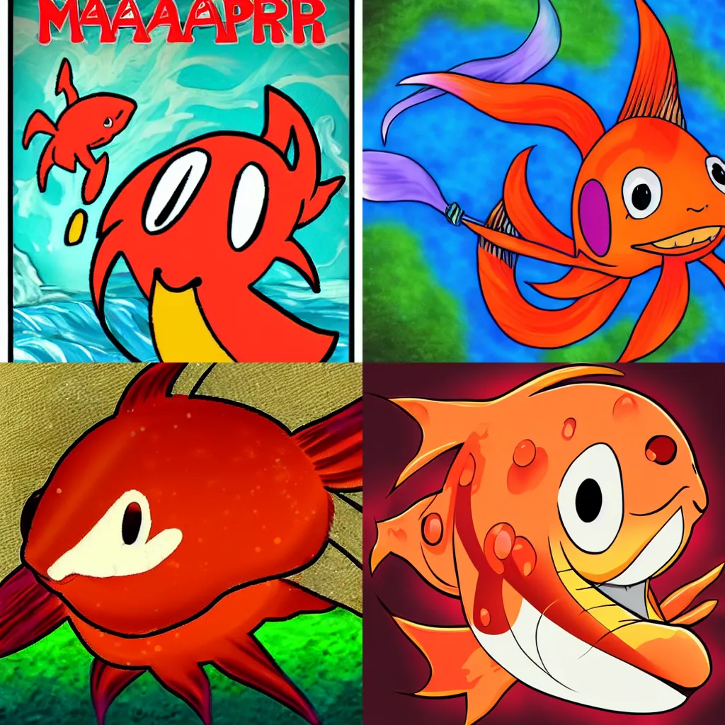 Prompt: Magicarp anime style