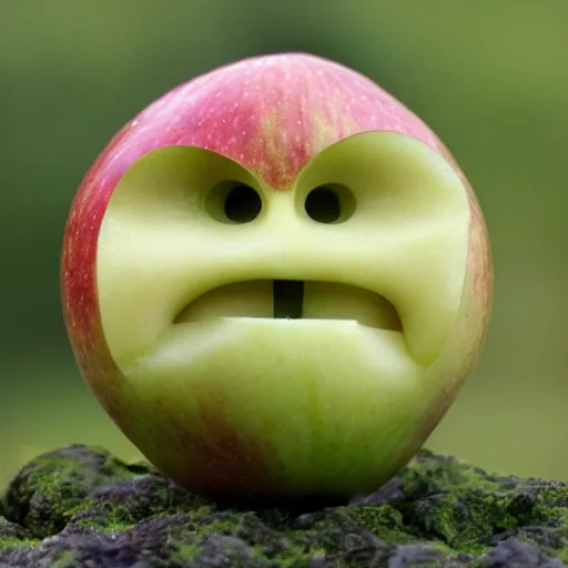 Image similar to an apple with a face