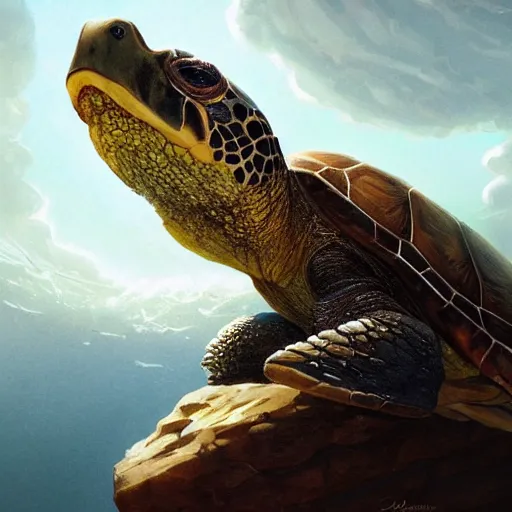 Prompt: turtle profile picture geog darrow greg rutkowski