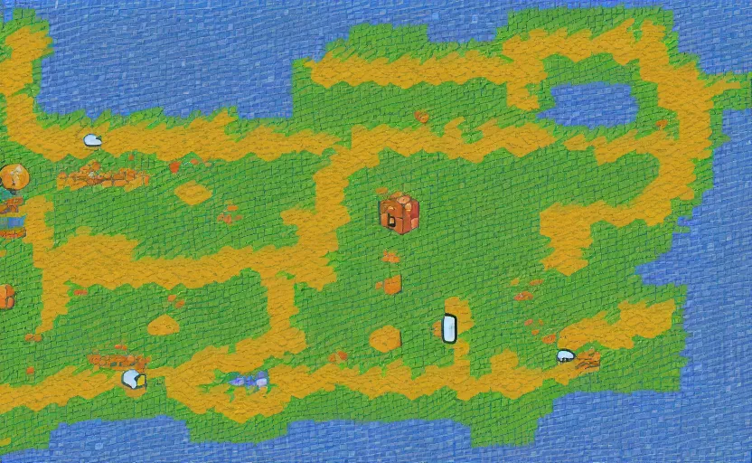 Image similar to level map from super mario world in the style of van gogh