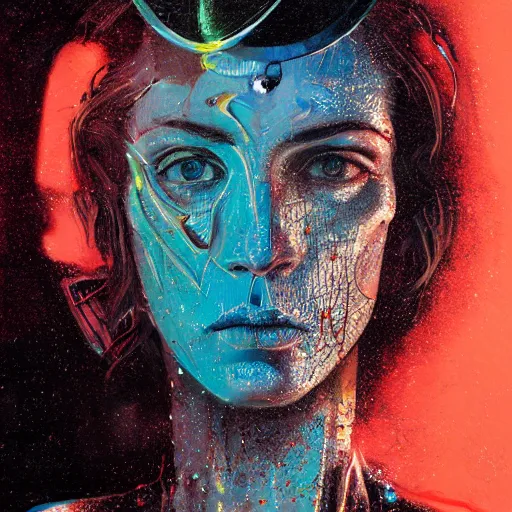 Image similar to portrait of Slade, cameras, melting ,8k,by tristan eaton,Stanley Artgermm,Tom Bagshaw,Greg Rutkowski,Carne Griffiths, Ayami Kojima, Beksinski, Giger,trending on DeviantArt,face enhance,hyper detailed,minimalist,cybernetic, android, blade runner,full of colour W 1024