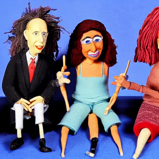 Prompt: still from a 1 9 9 2 live - action stop - motion puppetry tv show by tim burton starring joe biden, kamala harris, and indian elizabeth warren in dioramas. everything is made of plasticine, fabric, and other physical materials. photographic ; realistic ; highly - detailed.