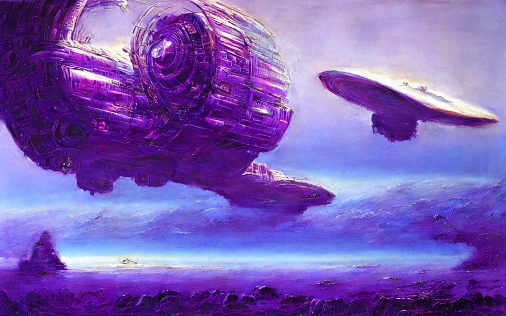 Image similar to a futurist cybernetic purple wilderness, future perfect, award winning digital art by alan bean and bruce pennington
