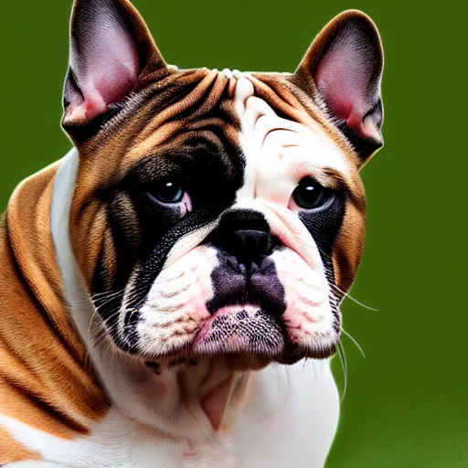 Image similar to a feline bulldog - cat - hybrid, animal photography