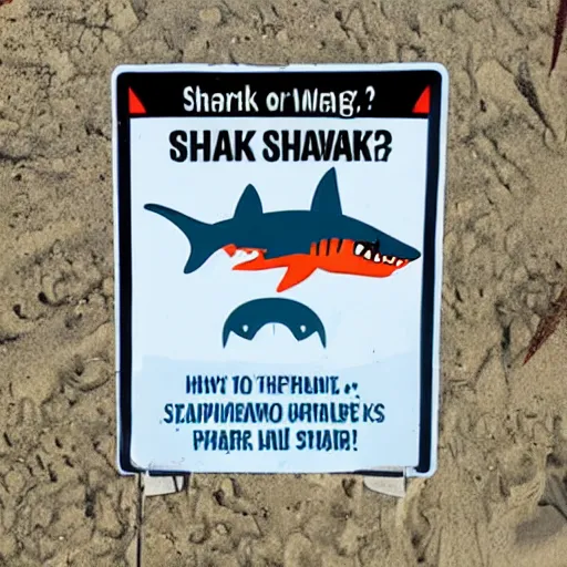 Prompt: shark warning sign