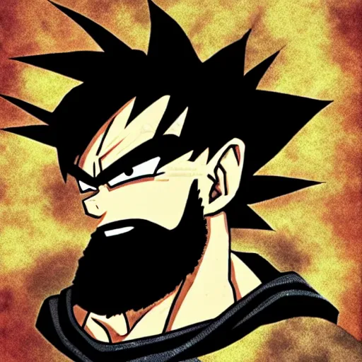 Prompt: Son Goku, highly detailed, hipster Goku, bearded Goku, ultra highly detailed